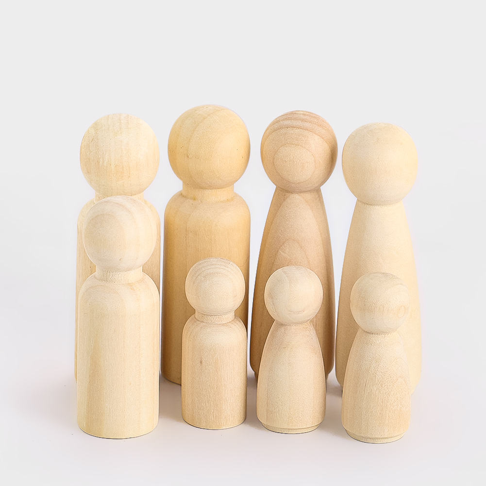 Party Games Simple - 2PCS หุ่นไม้ Solidwood แกะสลัก Simple ตุ๊กตา