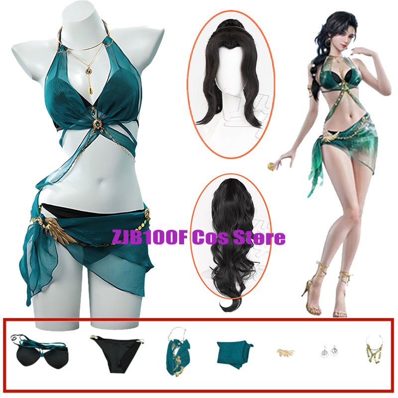 Party Games Summer - ชุดคอสเพลย์เกม Canaan สำหรับผู้หญิง ชุดว่ายน้ำเซ็กซี่สำหรับฤดูร้อน บิกินี่ พร้อมวิกผม