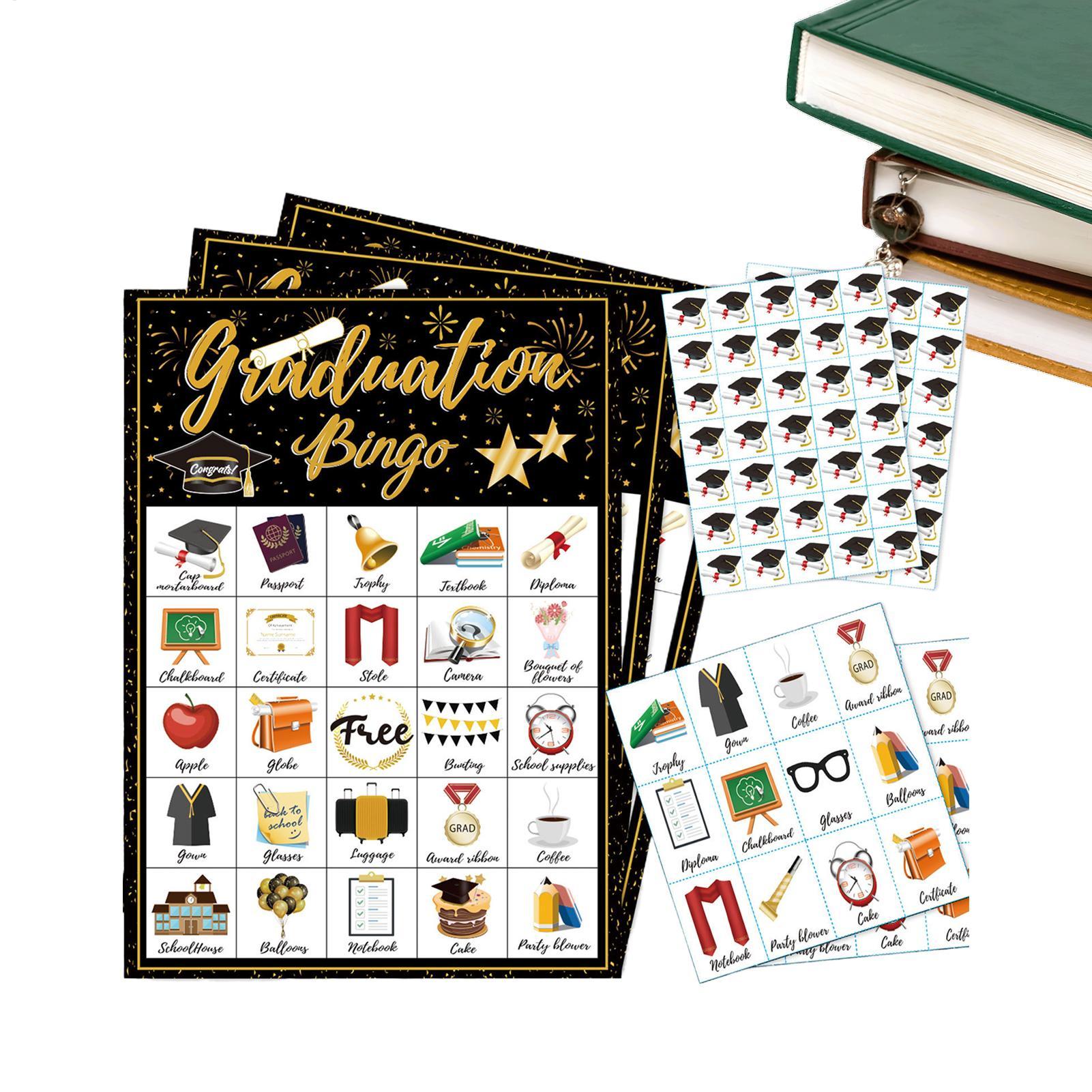Party Games College - บัตรบิงโกงานเลี้ยงรับปริญญา สำหรับ 24 คน ของชำร่วยงานเลี้ยงรับปริญญา กิจกรรมชั้นเรียนปี